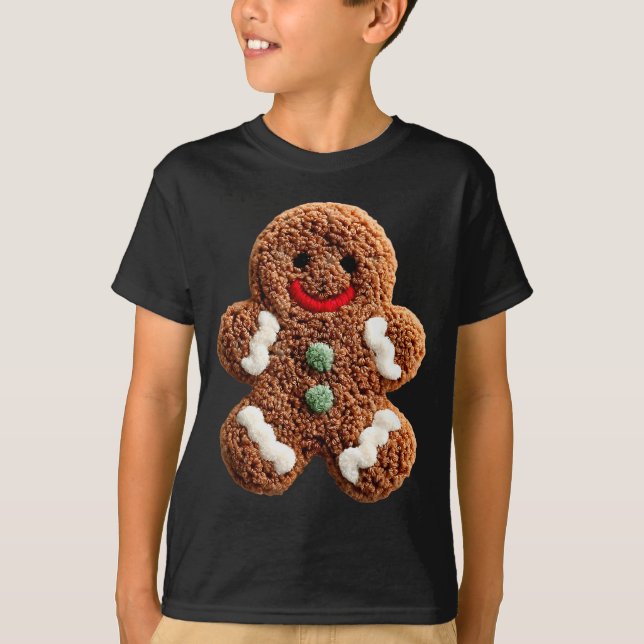 Funny Gingerbread Man Crochet Christmas Xmas Pajam T-Shirt (Front)