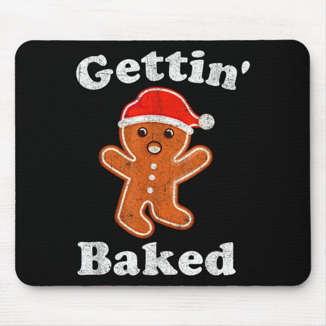 Funny Gingerbread Man Gettin Baked Cookie Baking C Mouse Pad (Front)