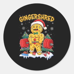 Funny Gingerbread Man Gingershred Gym Bodybuilding Classic Round Sticker