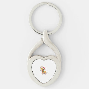 Funny Gingerbread Man Giraffe Christmas Womens Men Key Ring