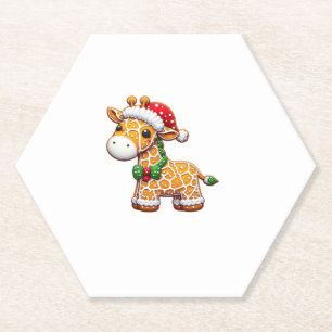 Funny Gingerbread Man Giraffe Christmas Womens Men Paper Coaster