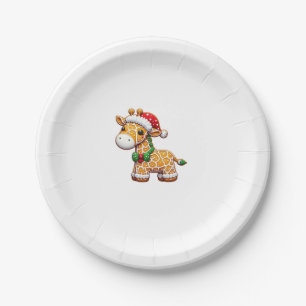 Funny Gingerbread Man Giraffe Christmas Womens Men Paper Plate