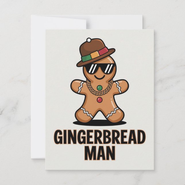 Funny Gingerbread Man Holiday Card (Front)
