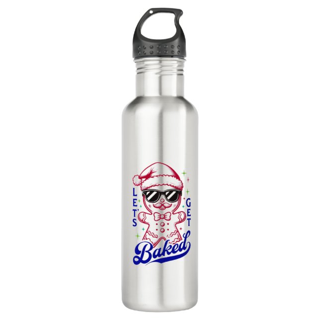 Funny Gingerbread Man - Let's Get Baked 710 Ml Water Bottle (Front)