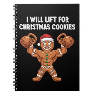  Funny Gingerbread Man Lifting   Christmas Cookies Notebook