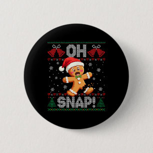 Funny Gingerbread Man Oh Snap Christmas Ugly Xmas 6 Cm Round Badge