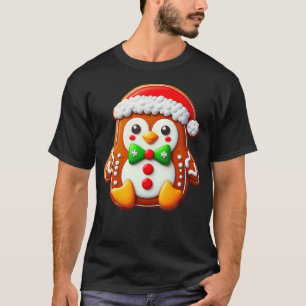 Funny Gingerbread Man Penguin Christmas Womens Men T-Shirt