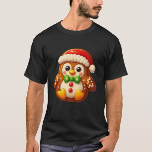 Funny Gingerbread Man Penguin Christmas Womens Men T-Shirt