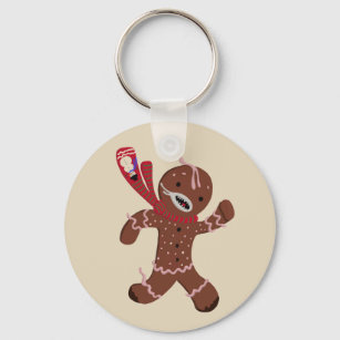 Funny Gingerbread Man Running Key Ring