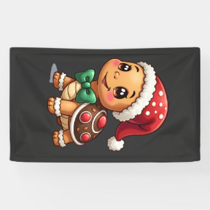 Funny Gingerbread Man Turtle Christmas Womens Mens Banner