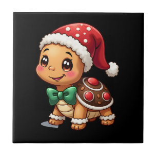 Funny Gingerbread Man Turtle Christmas Womens Mens Ceramic Tile