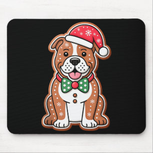 Funny Gingerbread Pitbull Dog Christmas Womens Men Mouse Pad