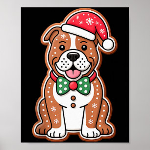 Funny Gingerbread Pitbull Dog Christmas Womens Men Poster