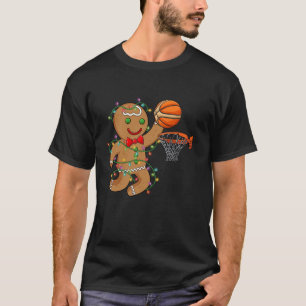 Funny Gingerbread Playing Basketball Christmas Lig T-Shirt