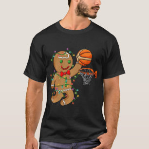 Funny Gingerbread Playing Basketball Christmas Lig T-Shirt