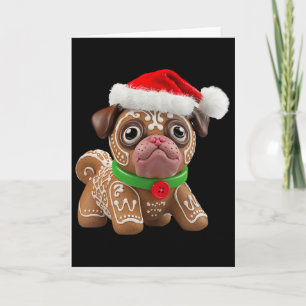 Funny Gingerbread Pug Christmas Womens Mens Kids D Card