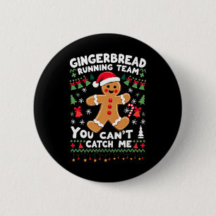 Funny Gingerbread Running Team Ugly Christmas Swea 6 Cm Round Badge