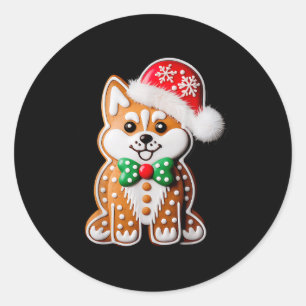 Funny Gingerbread Siberian Husky Dog Christmas Wom Classic Round Sticker