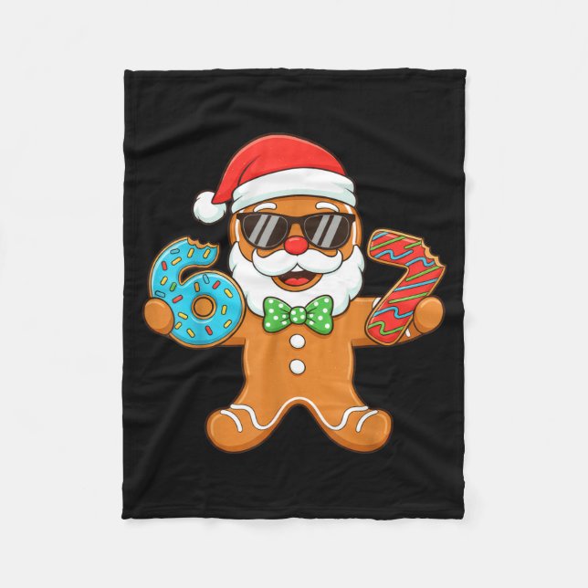Funny Gingerbread Six Seven 67 Christmas Ice Cream Fleece Blanket (Front)