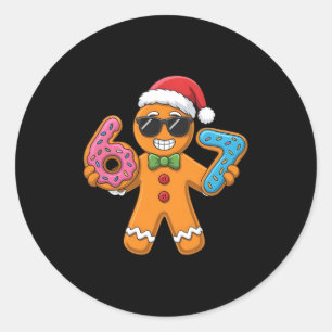 Funny Gingerbread Six Seven 67 Ice Cream Christmas Classic Round Sticker