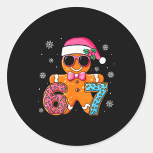 Funny Gingerbread Six Seven 67 Ice Cream Drip Chri Classic Round Sticker