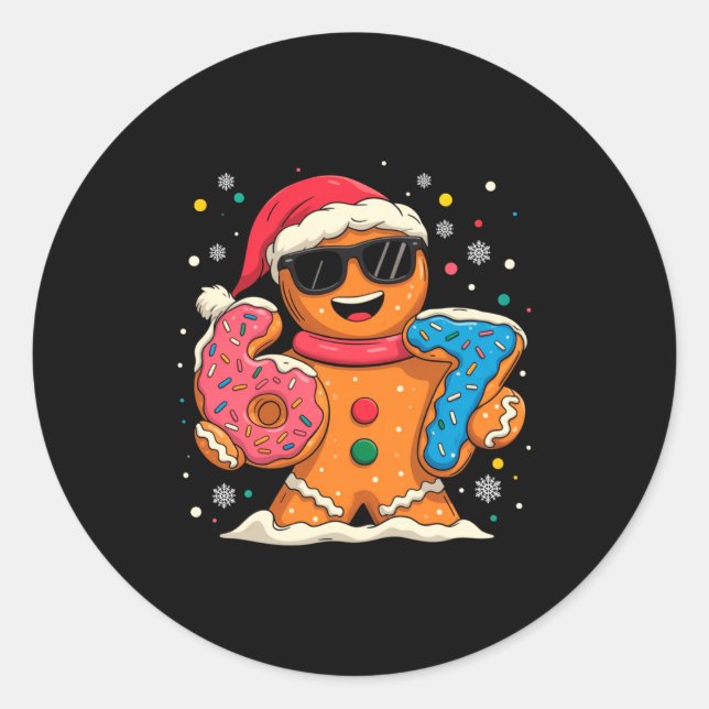 Funny Gingerbread Six Seven 67 Ice Cream Drip Chri Classic Round Sticker (Front)