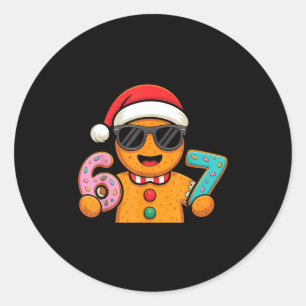 Funny Gingerbread Six Seven 67 Ice Cream Drip Chri Classic Round Sticker