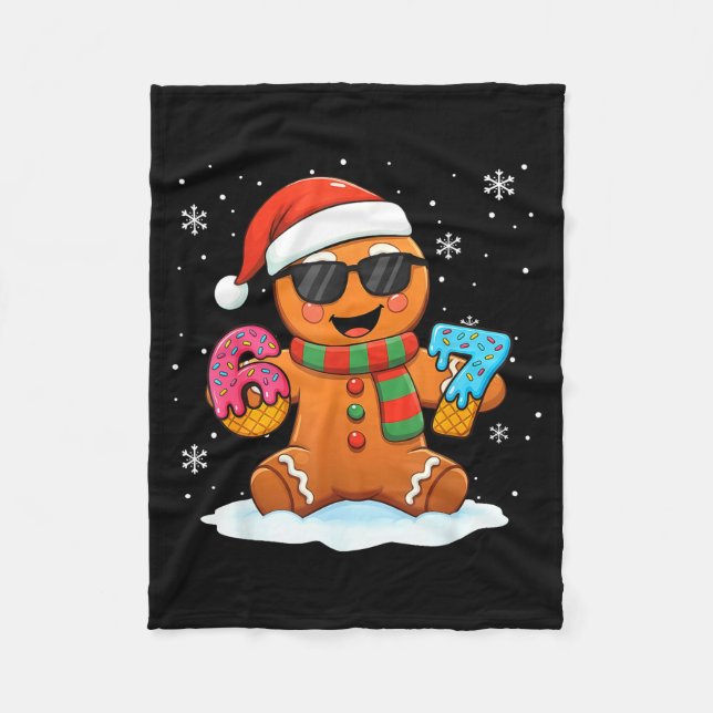 Funny Gingerbread Six Seven 67 Ice Cream Drip Chri Fleece Blanket (Front)
