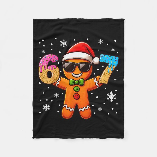 Funny Gingerbread Six Seven 67 Ice Cream Drip Chri Fleece Blanket (Front)