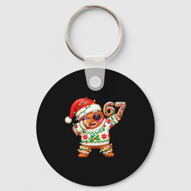 Funny Gingerbread Six Seven 67 Ice Cream Drip Chri Key Ring (Front)