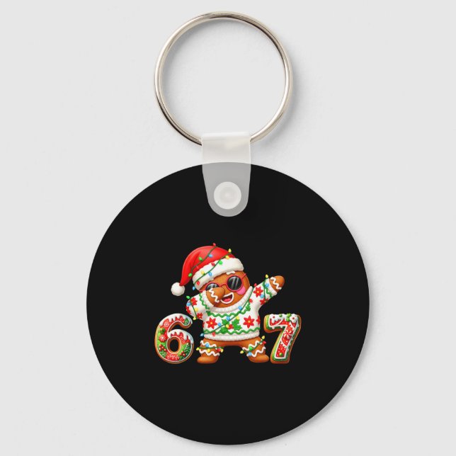 Funny Gingerbread Six Seven 67 Ice Cream Drip Chri Key Ring (Front)