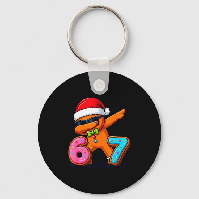 Funny Gingerbread Six Seven 67 Ice Cream Drip Chri Key Ring (Front)
