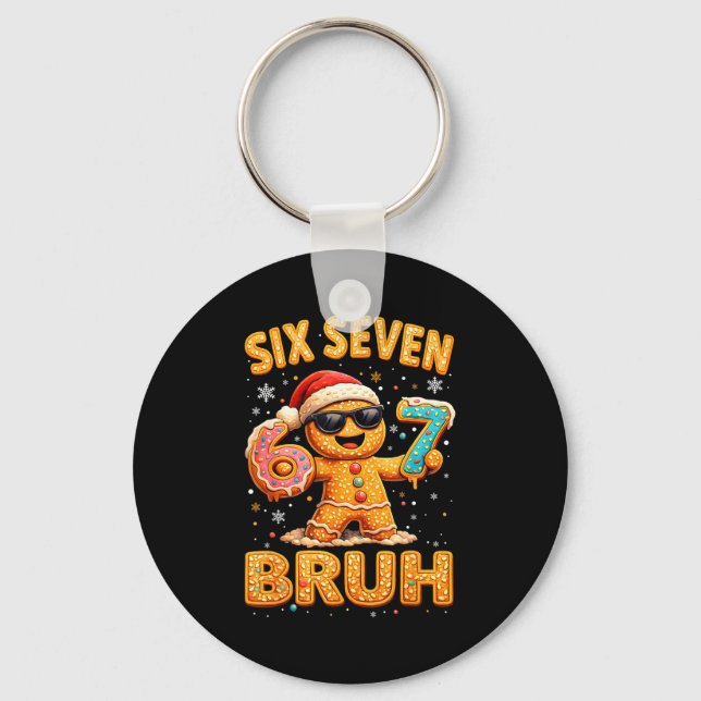 Funny Gingerbread Six Seven 67 Ice Cream Drip Chri Key Ring (Front)