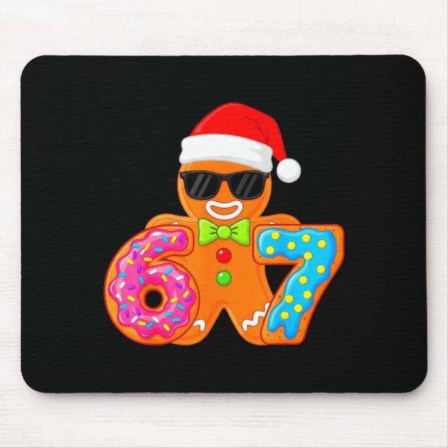 Funny Gingerbread Six Seven 67 Ice Cream Drip Chri Mouse Pad (Front)