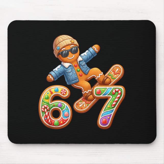 Funny Gingerbread Six Seven 67 Ice Cream Drip Chri Mouse Pad (Front)