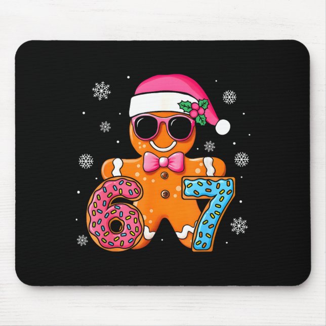 Funny Gingerbread Six Seven 67 Ice Cream Drip Chri Mouse Pad (Front)