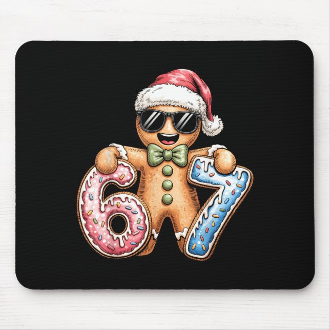 Funny Gingerbread Six Seven 67 Ice Cream Drip Chri Mouse Pad (Front)