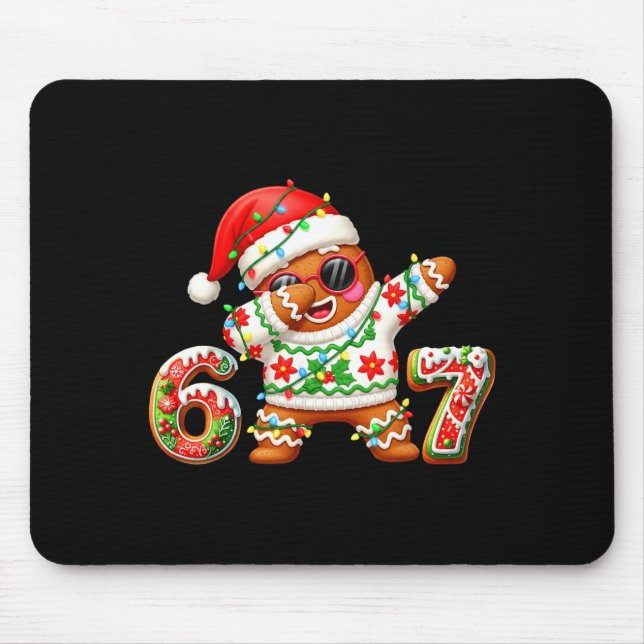 Funny Gingerbread Six Seven 67 Ice Cream Drip Chri Mouse Pad (Front)