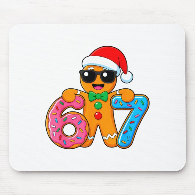 Funny Gingerbread Six Seven 67 Ice Cream Drip Chri Mouse Pad (Front)