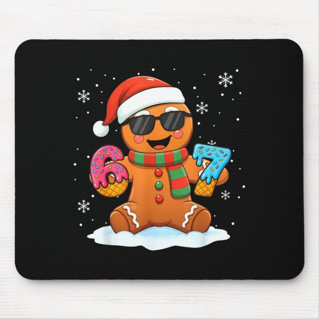 Funny Gingerbread Six Seven 67 Ice Cream Drip Chri Mouse Pad (Front)