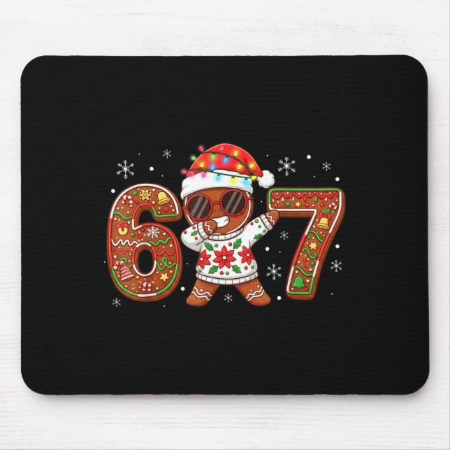 Funny Gingerbread Six Seven 67 Ice Cream Drip Chri Mouse Pad (Front)