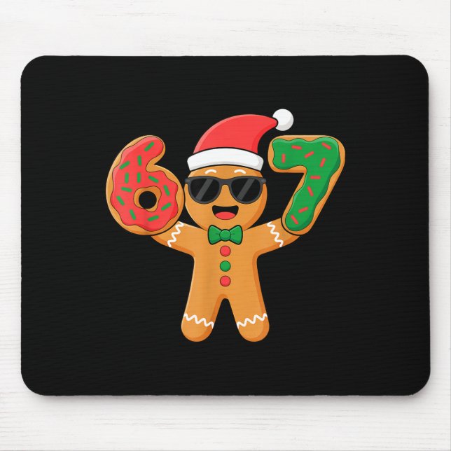 Funny Gingerbread Six Seven 67 Ice Cream Drip Chri Mouse Pad (Front)