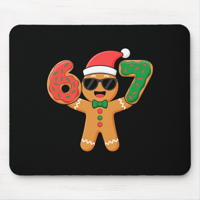 Funny Gingerbread Six Seven 67 Ice Cream Drip Chri Mouse Pad (Front)