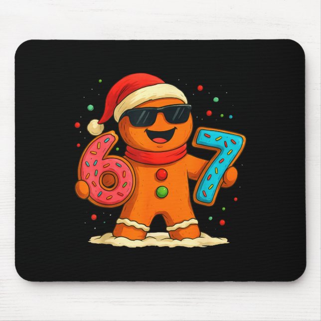 Funny Gingerbread Six Seven 67 Ice Cream Drip Chri Mouse Pad (Front)