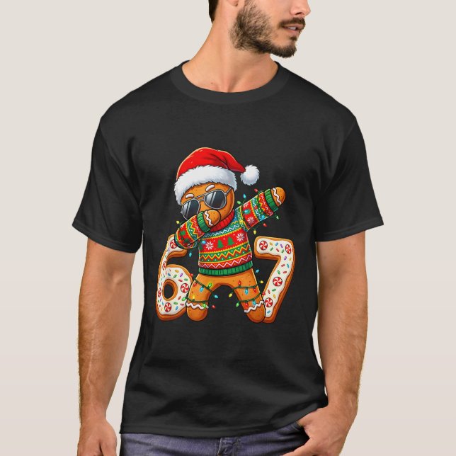 Funny Gingerbread Six Seven 67 Ice Cream Drip Chri T-Shirt (Front)