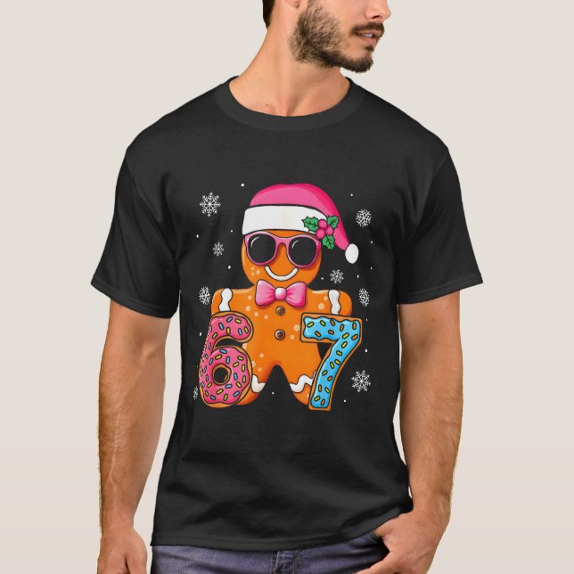 Funny Gingerbread Six Seven 67 Ice Cream Drip Chri T-Shirt (Front)