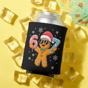 Funny Gingerbread Six Seven 67 Ice Cream Drip Xmas Can Cooler