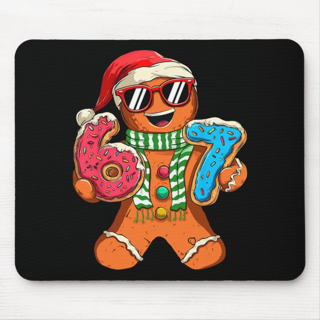 Funny Gingerbread Six Seven 67 Meme Ice Cream Chri Mouse Pad (Front)
