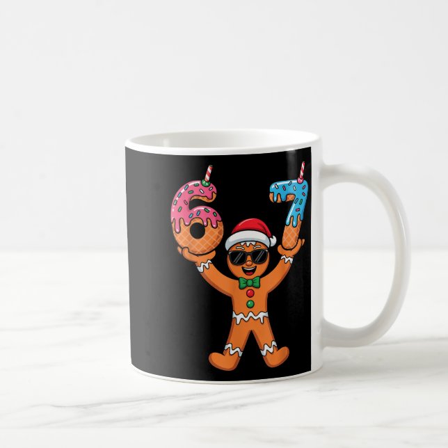 Funny Gingerbread Six Seven Meme Christmas Brainro Coffee Mug (Right)