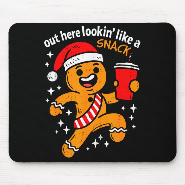 Funny Gingerbread Snack Christmas Xmas Teens Girls Mouse Pad (Front)